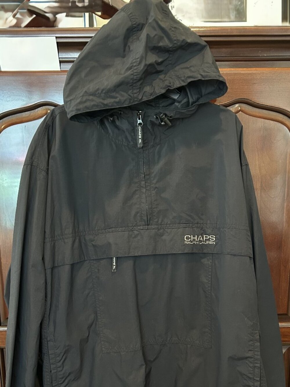 black vintage Chaps Ralph Lauren nylon anorak windbreaker jacket